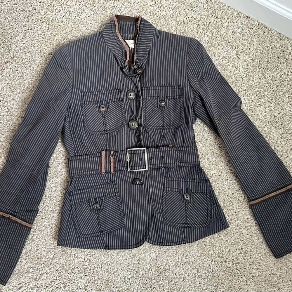 Karen Millen Striped Black and Brown Women's Jacket